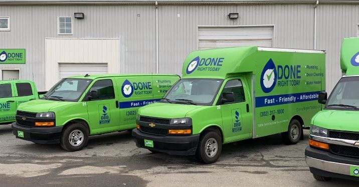 Done Right Today Plumbing and Drain cleaning trucks