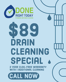 $89 Drain cleaning 2 year warranty